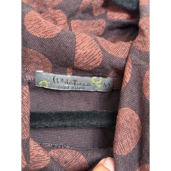 Chalet et Cici Women's Cotton Blend Red and Black Polka Dot Cowl neck Top Size M - Picture 5 of 7